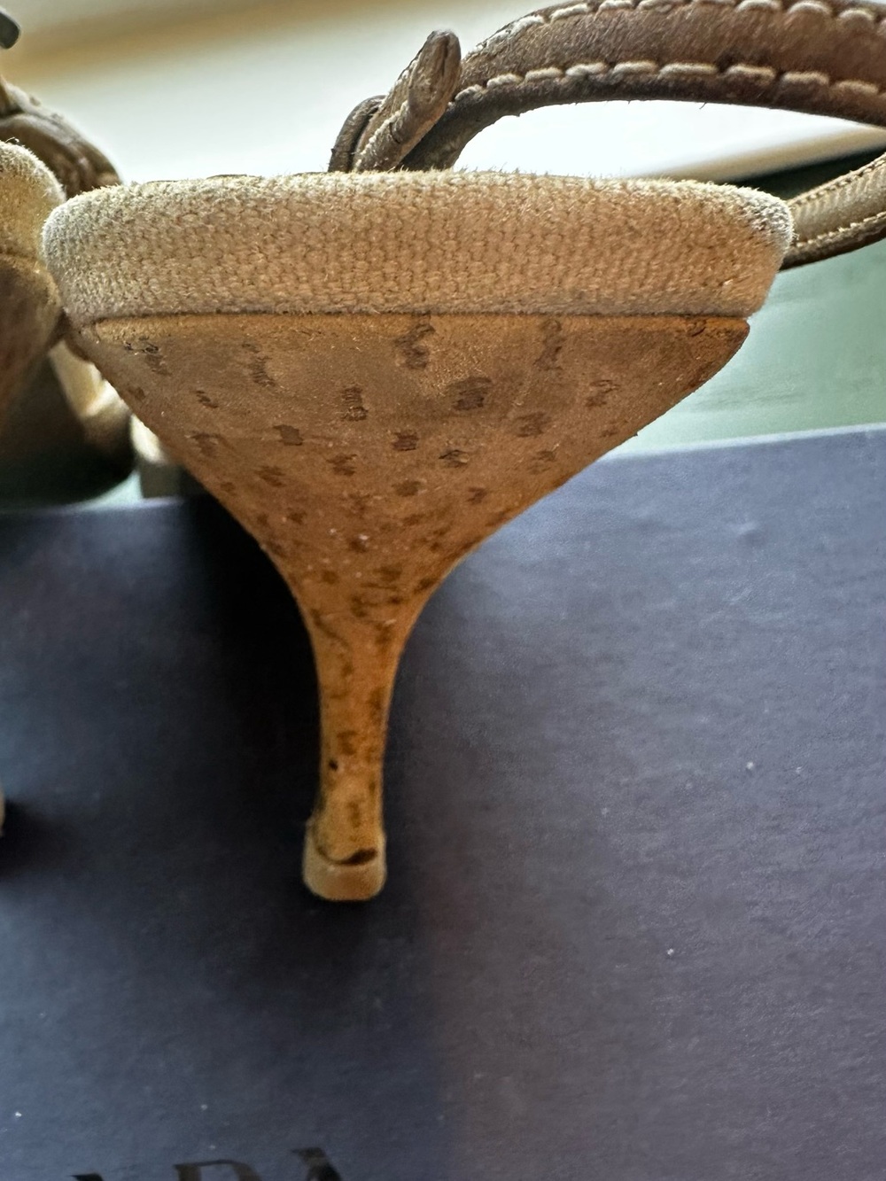 Vintage Prada Beige Canvas Pointed Toe Buckle Slingback Heels - Picture 16 of 16
